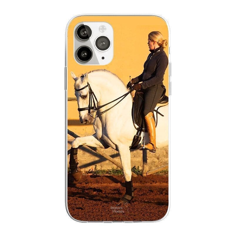 funda para tu movil con caballo lusitano en entrenamiento iberianhorseshop