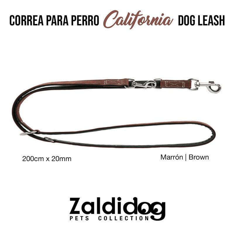 PERRO CORREA CALIFORNIA MARRON 200cm x 20mm