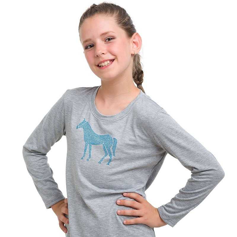 Top hipico de algodon HORSE IN SKY BLUE manga larga