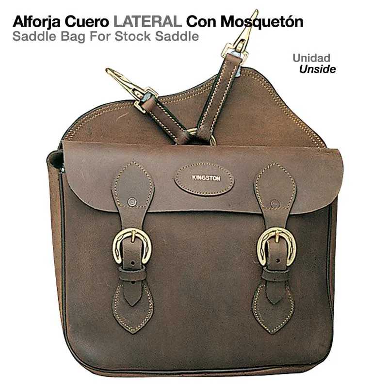 ALFORJA CUERO LATERAL CON MOSQUETON UNIDAD