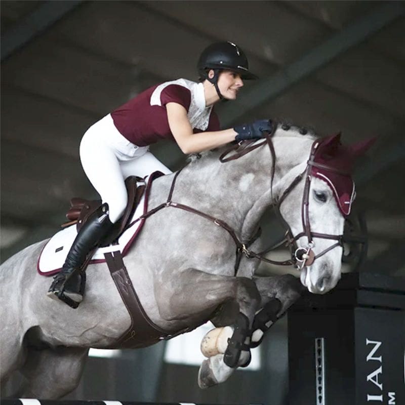 Jump Saddle Pad White Perfection Bordeaux Full