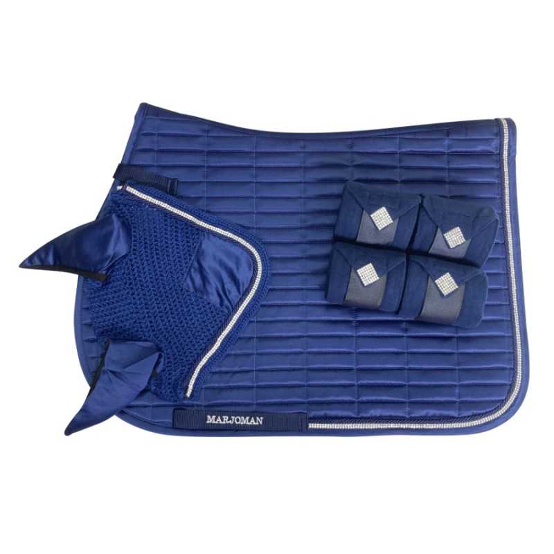 JUEGO DE MANTILLA CON BRILLANTES + OREJERAS + VENDAS